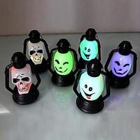 Coway Seven Color LED Nightlight Nightlight Halloween Supplies Smiley Skull(Random Color)
