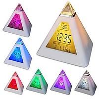 Coway 7 LED Colors Changing Pyramid Shaped Digital Alarm Clock Calendar Thermometer Nightlight