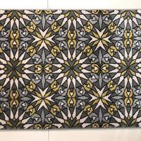 contemporary grey ochre yellow mosiac geometric rug tangier 160x230cm