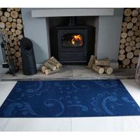 Contemporary Blue Paisley Floral Rug