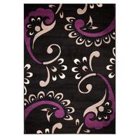 Contemporary Black & Purple Paisley Floral Rugs 120x170cm