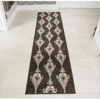 Contemporary Brown Ikat Rug 60x240cm