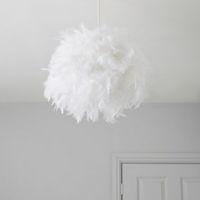 Colours Melito White Feather Ball Light Shade (D)25cm