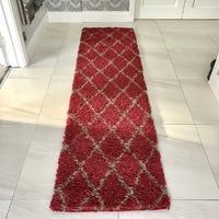 contemporary red beige trellis shaggy runner rug helsinki
