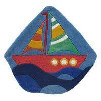 Colours Dhania Blue & Red Boat Rug (L)900mm (W)880mm