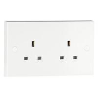 Contractor range 13A 2 Gang Unswitched Socket White - E22038