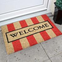 coco coir red stripes welcome entrance mat 010