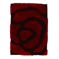 contemporary deep red rose print shaggy rugs piccadilly 659 120cm x 17 ...