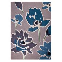 Contemporary Floral Aqua Blue Wool Rug - Meraki 120x170