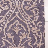 Contemporary Grey Floral Damask Wool Rug - Meraki 160x230