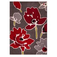 Contemporary Floral Red Wool Rug - Meraki 120X170
