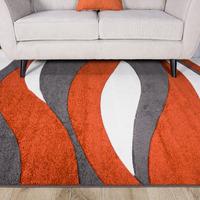 Contemporary Terra & Grey Wave Living Room Rug - Rio 120x170cm