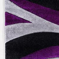 contemporary purple black wave living room rug rio 120x170cm