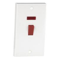 Contractor range 45A 2 Gang Double Plate Switch & Neon White - E22029