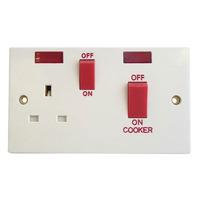 Contractor range 45A Cooker Switch & Switched Socket & Neon White - E22031