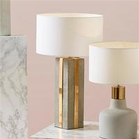 Concrete & Copper Table Lamp, Grey