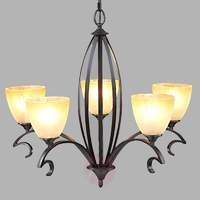 Country house chandelier Jamain with glass shades