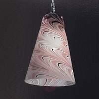 Colourful ONDA hanging light, hand-blown Amethyst