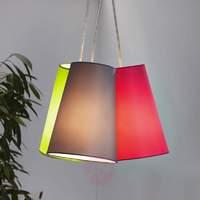 Colourful Nevorres pendant light with fabric shade