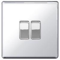 Colours 10AX 2-Way Double Chrome Effect Double Light Switch