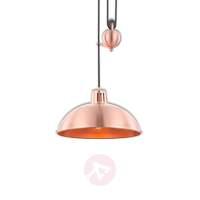 copper coloured kayla hanging light with pendant