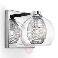 Coda wall light with interesting glass lampshade