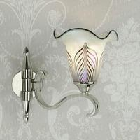 Columbia Single Wall Light in Nickel with White Feather Glass