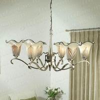 Columbia 6 Light Pendant in Nickel with White Feather Glass