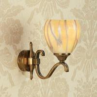 Columbia Single Wall Light in Brass with Beige Bowl Art Glass