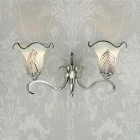 Columbia Double Wall Light in Nickel with White Feather Glass
