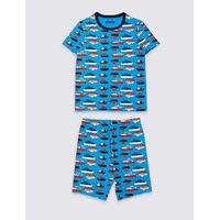 Cotton Printed Short Pyjamas with Stretch (1-16 Years)