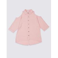 Cotton Blend Cold Shoulder Shirt (3-14 Years)