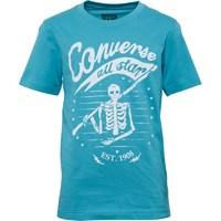 Converse Junior Boys Skeleton Flag T-Shirt Agean Aqua