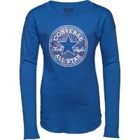 converse junior girls long sleeve drop shoulder t shirt oxygen blue