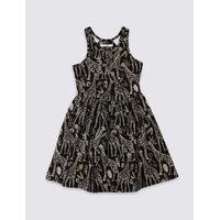 Cotton All Over Print Dress with Stretch (3-14 Years)
