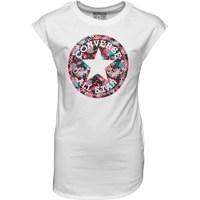 converse junior girls filled chucks drop shoulder t shirt white