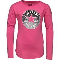 Converse Girls Long Sleeve Drop Shoulder T-Shirt Mod Pink