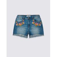 Cotton Embroidered Denim Shorts with Stretch (3-14 Years)