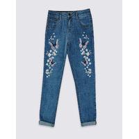 Cotton Butterfly Applique Jeans with Stretch (3-14 Years)