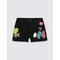 cotton embroidered badge shorts with stretch 3 14 years