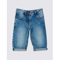 Cotton Denim Knee Length Shorts with Stretch (3-14 Years)