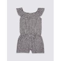 Cold Shoulder Gingham Playsuit (3-14 Years)