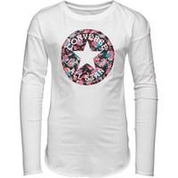 Converse Junior Girls Long Sleeve Drop Shoulder T-Shirt White