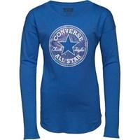 Converse Junior Girls Long Sleeve Drop Shoulder T-Shirt Oxygen Blue