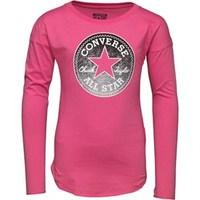 converse girls long sleeve drop shoulder t shirt mod pink