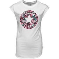 Converse Junior Girls Filled Chucks Drop Shoulder T-Shirt White