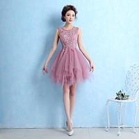 cocktail party dress a line jewel short mini lace tulle with lace