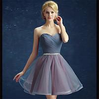 cocktail party dress ball gown strapless short mini satin tulle with s ...