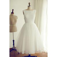 cocktail party dress a line bateau tea length tulle sequined with sequ ...