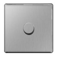 Colours 2-Way Silver Brushed Steel Dimmer Switch
